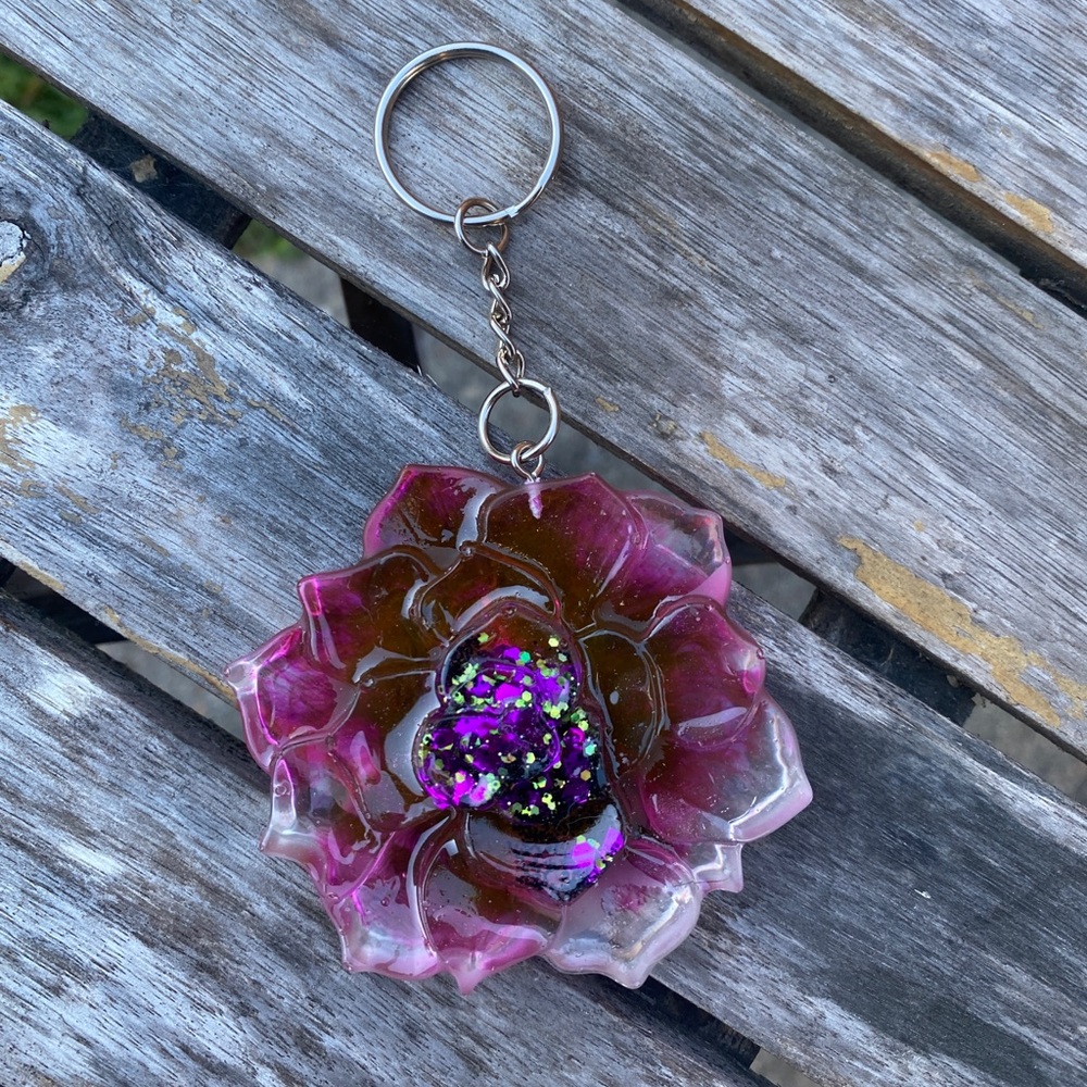 Handmade Succulent Custom Resin Keychain